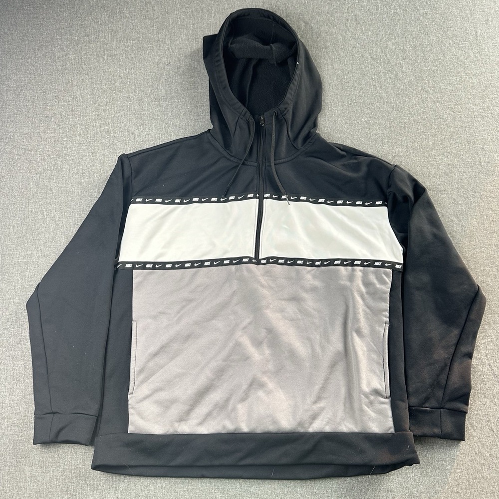 Nike Hoodie Womens Small 1/2 Zip Pullover Athletic Black White‎ Gray Color Block